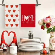 Torchon de cuisine de 16x24 pouces avec motif en forme de cœur - super doux, absorbant - torchons en tissu lavables en machine avec design de cœur de Saint-Valentin pour la décoration de la maison, les cadeaux de fête, la décoration de mariage (rouge, rose, noir)