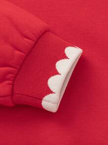 Balabala 女孩羊毛长袖运动衫，红色新年内搭