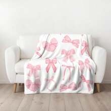Pink Coquette Bow Blanket,50"X60" Soft Plush Blanket, Coquette Décor, Throw Blanket, Plush Blanket, Cute Blanket, Coquette Bedding - 樣式-1 - 查看 2