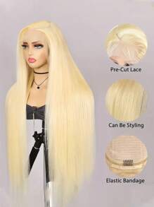 10-32 英寸巴西 613# 金发真人发 13x4 蕾丝前假发 180% 密度蕾丝前假发丝滑直发无胶假发预拔婴儿头发优雅日常使用 - S613 - 查看 4