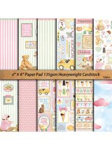 12 piezas de papel con patrón de flores y plantas vintage para scrapbooking, papelería creativa para Año Nuevo, San Valentín, Pascua, estilo retro, suministros de oficina, aprendizaje estudiantil, decoraciones de fiesta, tarjetas de felicitación, cajas de regalo DIY, caja de explosión, útiles escolares, regreso a clases