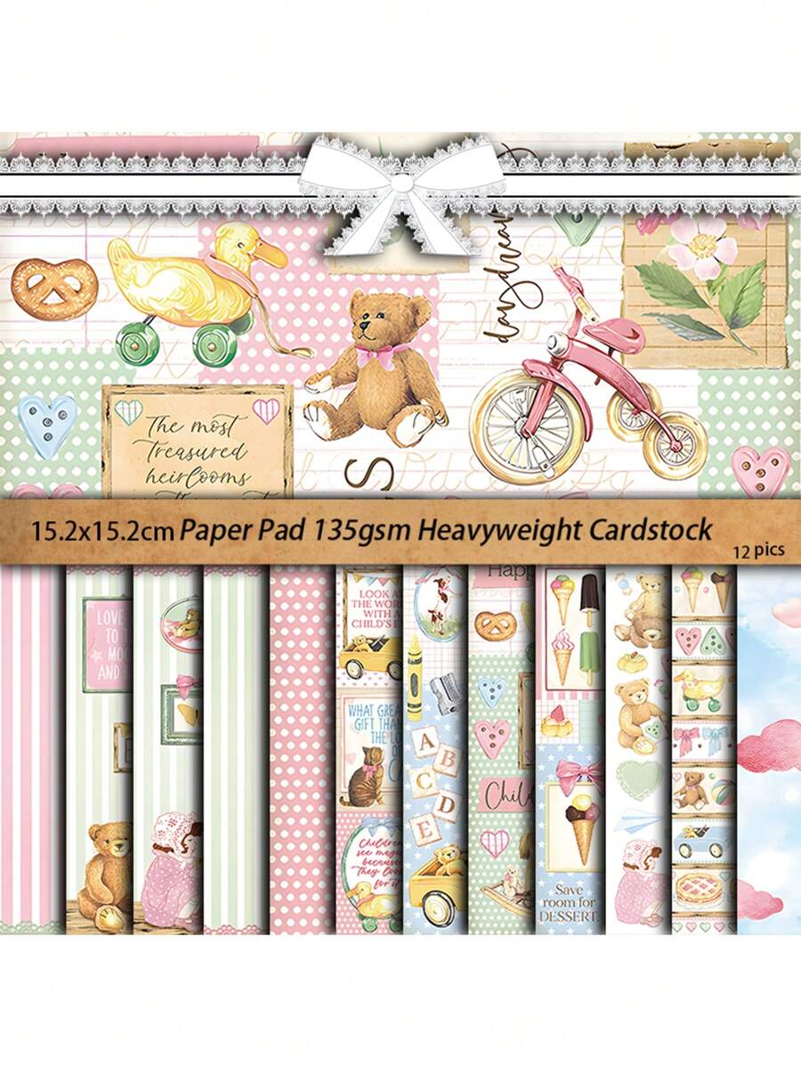 12 piezas de papel con patrón de flores y plantas vintage para scrapbooking, papelería creativa para Año Nuevo, San Valentín, Pascua, estilo retro, suministros de oficina, aprendizaje estudiantil, decoraciones de fiesta, tarjetas de felicitación, cajas de regalo DIY, caja de explosión, útiles escolares, regreso a clases