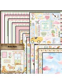 12 piezas de papel con patrón de flores y plantas vintage para scrapbooking, papelería creativa para Año Nuevo, San Valentín, Pascua, estilo retro, suministros de oficina, aprendizaje estudiantil, decoraciones de fiesta, tarjetas de felicitación, cajas de regalo DIY, caja de explosión, útiles escolares, regreso a clases