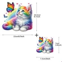 1/2/3 piezas Parches de tela con estampados de mariposa lindos y gato colorido para transferencia de calor, decoración DIY en ropa, sombreros, almohadas, mantas