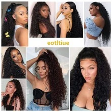 BINF Ponytail Human Hair Kinky Curly Ponytail Remy Piece For African American Ponytail Extension Afro Kinky Curly Ponytail For Women - Natural Black - 查看 11