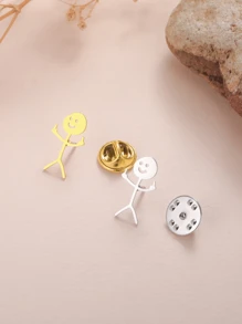 定制火柴人中指胸针男女不锈钢别针朋克嘻哈徽章趣味别针珠宝朋友最佳礼物 - As Shown - 查看 8