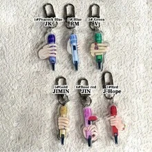 1pc K-Pop Boy Band Acrylic Microphone Keychain, JK/V/JIMIN//JIN/J-HOPE/RM/Celebrity Merchandise Charm, Backpack Accessory, Phone Charm, Car Key Chain, School Bag Pendant, Acrylic Bag Decor, Gift Car Accessories Bag Charm Letter