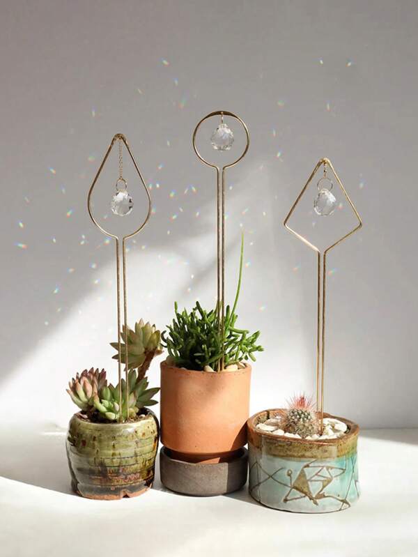 3pcs Prism Planting Stakes Flower Pot Decoration, Garden Decoration, Home Decoration