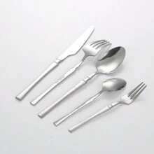 Christmas 30pcs Stainless Steel Curved Waist Knife Fork Spoon Cutlery Set Home Decor New Year Gift - Silver - View 6