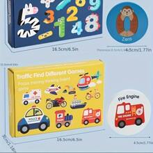 Juego de aprendizaje para niños de emparejamiento de números e imágenes de transporte, juguete educativo de madera para niños pequeños
