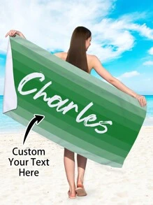 1pc Customized Ombre Color Multi-Color Graphic Microfiber Beach Towel, Fashionable Pool/Beach/Travel Blanket For Vacation, Leisure, Multi-Functional, Anti-Mold, Ornamental, Reusable, Exquisite, Stylish, High-Quality, Adorable, Modern, Colorful, Soft, Comfortable, Custom, Unique, Personalized, Ideal Gifts For Him, Ideal Gifts For Her, Her, Boyfriend, Girlfriend, Dad, Mom, Family, Friends, Son, Daughter, Kids, Kitchen, Dining Room, Bedroom, Office, Living Room, Home, Garden, Tea Room Summer Holiday Bathroom Decor Beach Essentials,Vacay Vibes - Multicolor - View 20