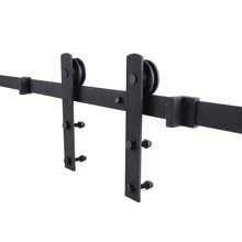 Kit de Rail pour Porte Coulissante simple, Ensemble Industriel Système pour Coulissante Intérieur extérieur, Style Roulettes / Style T / Style Droit, Longueur disponibel: 6FT / 183cm, 6.6FT / 200cm - Style droit - Voir 5