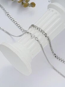 17KM 2pcs Heart Rhinestone Stainless Steel Chain Anklet Set, Simple Women Gift For Date, Vacation, Daily Wear