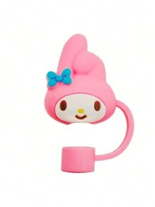 Sanrio 6pcs Kawaii Cartoon Silicone Cute Straw Cover Cap For Cup, Straw Topper Compatible With 30&40 Oz Tumbler, Cute Silicone Tips Lids Protectors For 0.4 In/10mm Party Cups Accessories Back To School