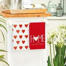 Torchon de cuisine de 16x24 pouces avec motif en forme de cœur - super doux, absorbant - torchons en tissu lavables en machine avec design de cœur de Saint-Valentin pour la décoration de la maison, les cadeaux de fête, la décoration de mariage (rouge, rose, noir)