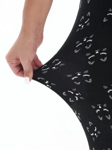 Women's Casual Sports High Elastic Leggings, Full Body Fleeced Animal Cat Print Skinny Pants For Outdoor Running, Fitness, Gym, Yoga, Hiking, Exploration