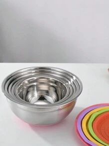 5pcs Stainless Steel Mixing Bowls - Heavy Duty, Dishwasher Safe, Airtight Lids, Outdoor Safe, Perfect For Kitchen Baking, Serving And Storage - Durable, Easy To Clean, Space Saving Design