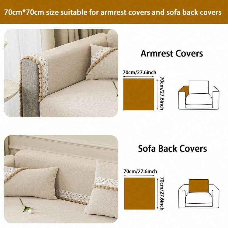 1pc Chenille Jacquard Craft Four-season Universal Sofa Cushion, Modern Simple Anti-scratch Anti-slip Sofa Towel, Pet Anti-dirt Living Room Sofa Cover For L-shaped Sofas And 1/2/3/4 Seater Sofas (sold Separately) - Beige - View 14
