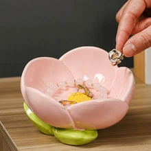 Tulip Flower Jewelry Box Exquisite Ceramic Decoration Key Storage Tray Front Living Room Room Decoration