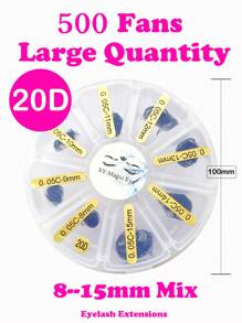 1 Box 500pcs, C/D/DD Curl, 0.05mm Thickness, 20D, Pre-Made Lash Clusters, DIY Eyelashes, Natural & Lightweight, Ultra Soft, Handmade Lash Extensions - Black - View 5