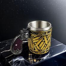 Creative Revolver Bullet Shaped Cup, Unique Handgun Style Beer Mug, Commemorative Home Decor - Gold - View 9