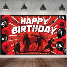 1 件主题生日快乐派对背景横幅，适用于生日派对、蛋糕桌横幅、拍照亭、派对背景装饰用品礼品 - 彩色 - 查看 1