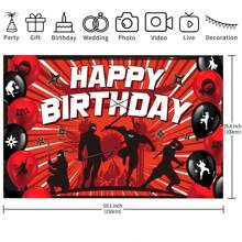 1 件主题生日快乐派对背景横幅，适用于生日派对、蛋糕桌横幅、拍照亭、派对背景装饰用品礼品 - 彩色 - 查看 6