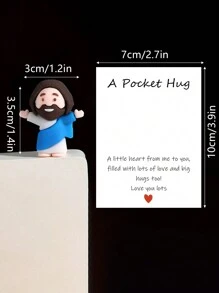 5/1 PVC Siliconen Materiaal Mini Jezus Beeld Paasdecoratie Ornament, Emotionele Ondersteuning, Emotionele Aanmoediging Cadeau Zak Knuffel Kaart, Een Beetje Dichtbij Van Mij Naar Jou, Gevuld Met Heel Veel Liefde En Dikke Knuffels Ook! Hou Heel Veel Van Jou, Jezus Zegen Je