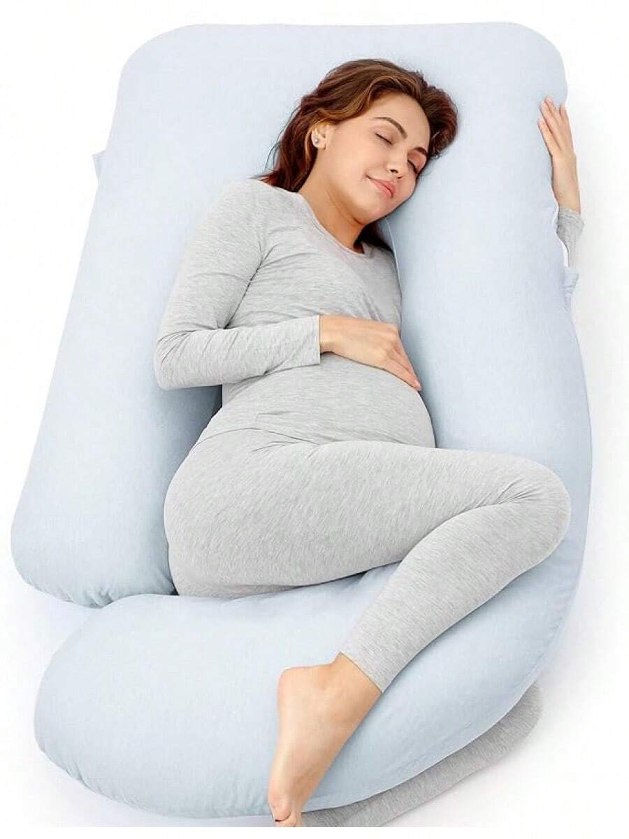 Momcozy Pregnancy Pillows For Sleeping, U Shaped Full Body Pillow For Pregnancy Women With Removable Jersey Cotton Cover, 57 Inch Maternity Pillow, Grey - Màu xanh lam - Xem 1
