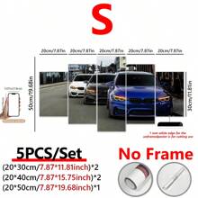 5 peças/conjunto de pôster em tela com moldura de madeira, arte moderna, pôster em tela de três carros de luxo, presente ideal para quarto, sala de estar, corredor, arte de parede, decoração de parede, decoração de inverno, decoração de parede, pôsteres de decoração de quarto, arte de parede, coisas de decoração de quarto (emolduradas)
