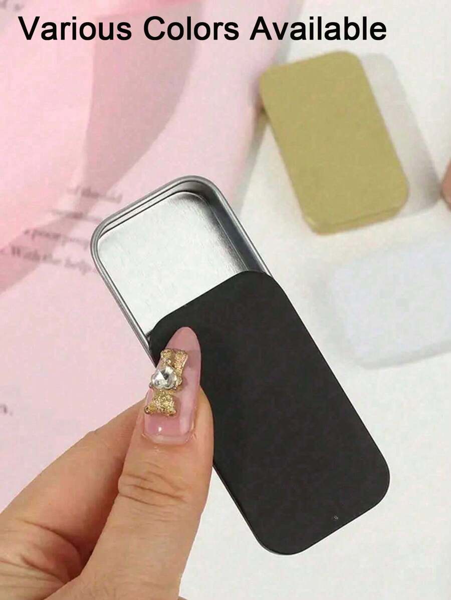 1/2件金属矩形空迷你铁盒马口铁推糖药丸盒盒罐铰链容器小储物盒适合旅行收纳 - 彩色 - 查看 1