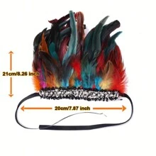 1 par de brazaletes elegantes con plumas artificiales y perlas falsas de estilo bohemio gótico, adecuados para fiestas de carnaval y uso diario, disfraces de Halloween para mujeres