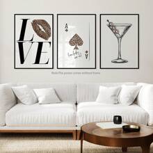 3pcs Vintage Wall Arts Leopard Wall Art Apartment Decor Aesthetic Posters Quotes,Bedroom Living Room Hallway Decoration,Martini Print Eight Ball Poster Ace Of Spades Lucky Girl Decor,Wall Art Decorative Murals, Home Decor, Poster Art,Canvas Wall Posters Gifts Birthday Graduation - Multicolor - View 9