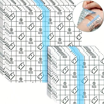 50 Stück wasserdichtes Klebeband, transparenter dünner Folienverband, geeignet für Dusche, Schwimmen, Schutz und Tattoo-Nachsorge