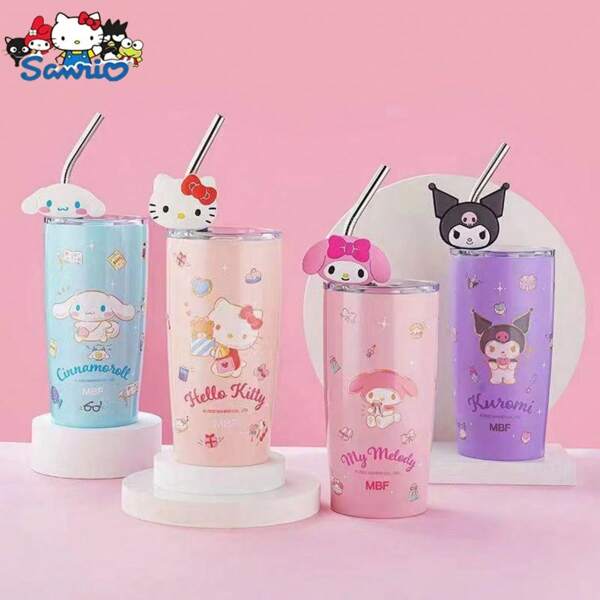 Sanrio Co Branded Water Cup Comes With Adjustable Strap Cup, Hello Kitty Large Capacity Cute Girls' Insulated Cup Great For Valentine's Day, New Year Gifts