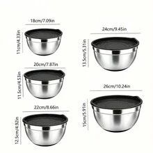 5pcs Stainless Steel Mixing Bowls - Heavy Duty, Dishwasher Safe, Airtight Lids, Outdoor Safe, Perfect For Kitchen Baking, Serving And Storage - Durable, Easy To Clean, Space Saving Design