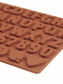 SikeSike 1pc Silicone Letter Shaped Chocolate Mold, Candy Mold Suitable For Cake Decoration, Kitchen Baking Supplies Back To School - Coffee Brown - View 3