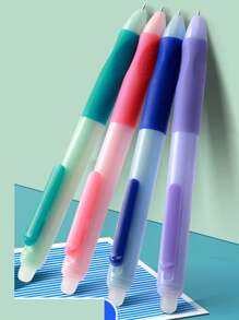 2pcs Random Colors Erasable Gel Pens, Black Ink, Heat Erasable, High-Quality Oil-Based Ink, Smooth Writing, No Blob, Erase Easily With Built-In Eraser For Convenient Correction, Helps Develop Proper Grip Back To School