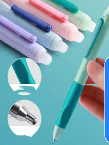 2pcs Random Colors Erasable Gel Pens, Black Ink, Heat Erasable, High-Quality Oil-Based Ink, Smooth Writing, No Blob, Erase Easily With Built-In Eraser For Convenient Correction, Helps Develop Proper Grip Back To School