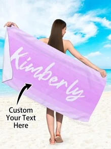 1pc Customized Ombre Color Multi-Color Graphic Microfiber Beach Towel, Fashionable Pool/Beach/Travel Blanket For Vacation, Leisure, Multi-Functional, Anti-Mold, Ornamental, Reusable, Exquisite, Stylish, High-Quality, Adorable, Modern, Colorful, Soft, Comfortable, Custom, Unique, Personalized, Ideal Gifts For Him, Ideal Gifts For Her, Her, Boyfriend, Girlfriend, Dad, Mom, Family, Friends, Son, Daughter, Kids, Kitchen, Dining Room, Bedroom, Office, Living Room, Home, Garden, Tea Room Summer Holiday Bathroom Decor Beach Essentials,Vacay Vibes - Multicolor - View 18