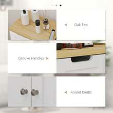 HOMCOM Bathroom Floor Cabinet With Adjustable Shelf, Freestanding Bathroom Storage Cabinet With 4 Drawers And 2 Doors, White