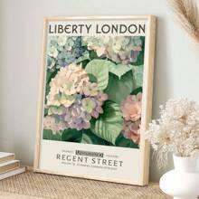 1 London-Style Modern Canvas Art With Hydrangea Accents, Spring Decor - Living Room And Bedroom Wall Decor - Canvas (Framed),Wall Art,Poster Gifts Birthday Graduation - Multicolor - View 2