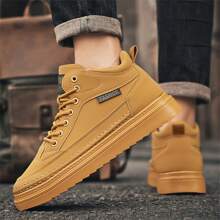 lässige mittelhohes Arbeits-Boots, und vielseitiges Design, Lederobermaterial wasserresistent mit Schnürung, weicher und angenehmer Futter, rutschfeste Sohle, bequem, Outdoor Lässig Sport mittelhoch Boots