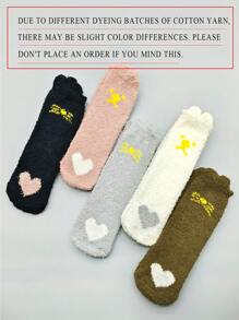 5 pares de calcetines de mujer de felpa coral con media planta con diseño de garra de gato, cálidos y acogedores, para otoño/invierno
