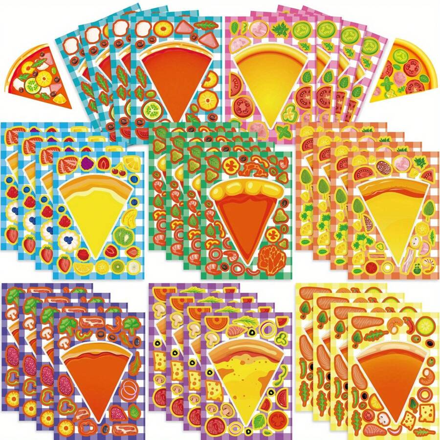 8/16pcs Pizza & Dessert Stickers For DIY, Party Decorations, Gift Bags, Sticker Book, Birthday Crafts