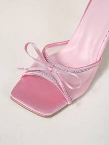 粉色夏季新款网眼透气露趾高跟凉鞋，百搭简约细高跟女士高跟凉鞋 - 粉色 - 查看 7