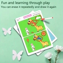 1 Set Educational Drawing Game - Find The Difference Concentration Training Cards, Erasable Paper Material, Progressive Difficulty Levels, Enhances Observation Skills, The Perfect Choice For New Year, Easter, Birthday Gifts, And Small Party Gifts