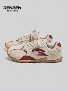 RENBEN 1 par de zapatillas planas de estilo alemán para mujer, nuevas para otoño/invierno 2024, versátiles, calzado deportivo de nicho, zapatos de suela de goma