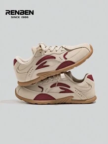 RENBEN 1 par de zapatillas planas de estilo alemán para mujer, nuevas para otoño/invierno 2024, versátiles, calzado deportivo de nicho, zapatos de suela de goma