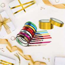 1 卷，1968.5 英寸，金色金属和纸质镜面胶带，DIY 金属金色艺术胶带，自粘金属化聚酯薄膜胶带，用于工艺品装饰和礼品包装，透明珠宝金属胶，升级透明胶液融合织物胶 - 彩色 - 查看 1